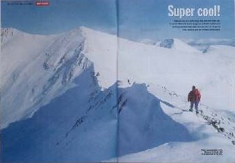 Winter mountaineering double page spread